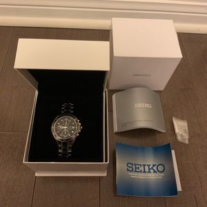 Seiko Black Ceramic Watch | Silver Stainless Steel Watch | Chronograph watch